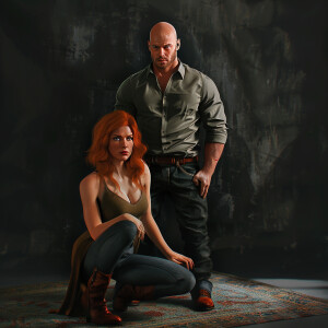 A photorealistic high resolution image. Light ginger haired fema...