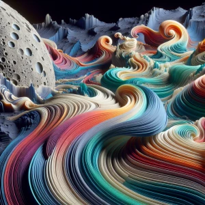3-D River runs through moons crater
