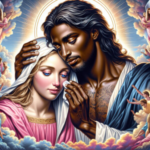 Ensure that the image distinctly represents both Jesus Christ an...