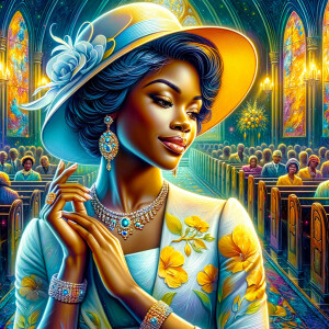 A spiritually enriching illustration portrays an African America...