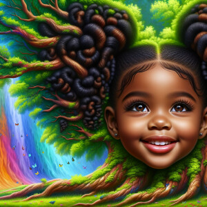 Create a hyper-realistic 3-D oil painting of a tree with a fulle...