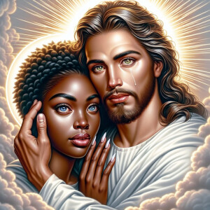 Ensure that the image distinctly represents both Jesus Christ an...