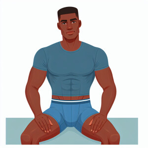 Trey Songz wearing blue boxer briefs sitting