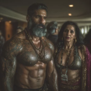 Hyperrealism ,photo painting .an indian muscular beefy bearded t...