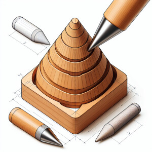 Diseña un molde para conos de madera que tenga forma piramidal d...