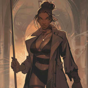 Niobe stands at 5'7" with a commanding presence. Her cocoa compl...