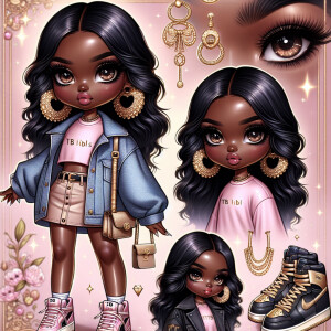 Create a chibi-style digital illustration with a glossy finish a...