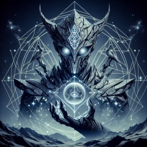 A mysteriously enchanted meteorite mariner, its surface shimmeri...