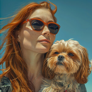 Photorealistic high resolution image. Light ginger haired 44 yea...