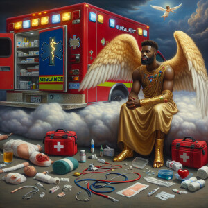 Create a realistic 3D oil painting depicting a scene of emergenc...