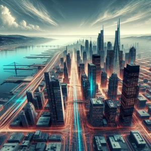 Create an image in the aeropittura style, characterized by dynam...