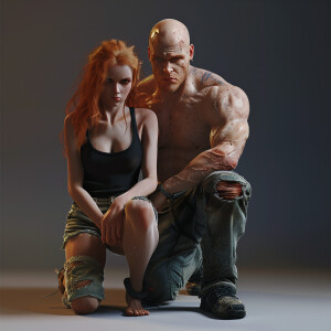 A photorealistic high resolution image. Light ginger haired fema...