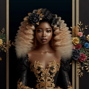Create a vertical 3-D portrait of a light-skinned African-Americ...