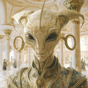 An alien hybrid portrayed in the classical elegance of Adam styl...