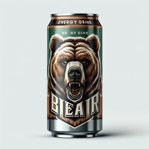 Grizzly Bear energy drink, realistic
