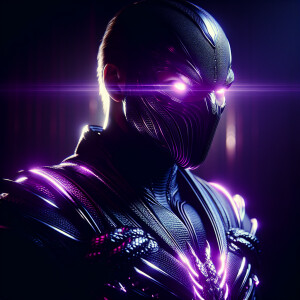 Sub-zero, a man in a black outfit with purple lights, concept ar...