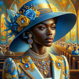 A spiritually enriching illustration portrays an African America...