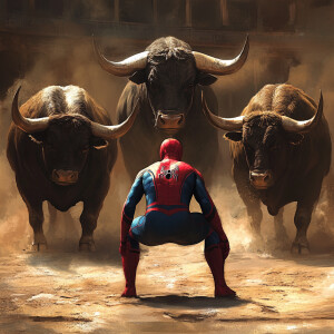 Image is a digitally created, highly stylized scene featuring a...