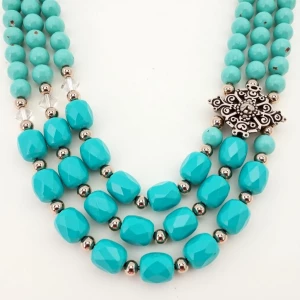 Create a statement necklace featuring five tiers of graduated fa...