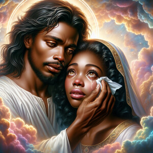 Ensure that the image distinctly represents both Jesus Christ an...