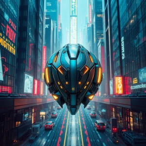 In the center of a futuristic metropolis lies a digitalized high...