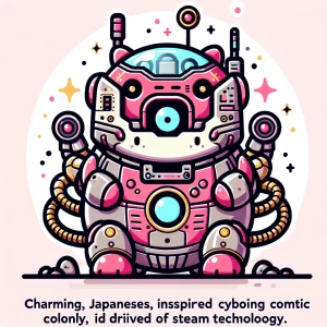 A kawaii image[  sionic Cyborg of Steam, Outer Space Colony...
