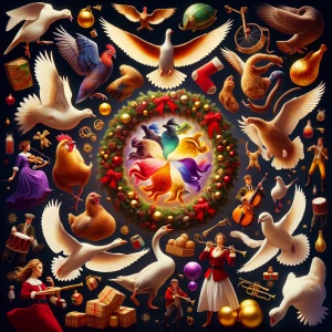 Create a vibrant collage featuring the whimsical gifts from "The...