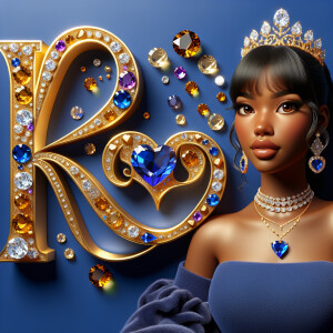 VCraft a 3-D image showcasing the name 'KAREN' in a luxurious go...