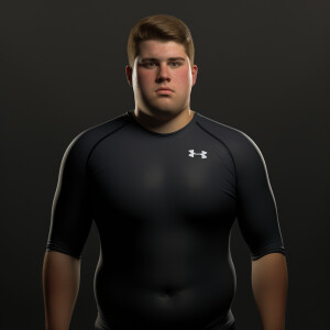 Create a hyper-realistic image of Curtis Kowe, a 27-year-old ove...