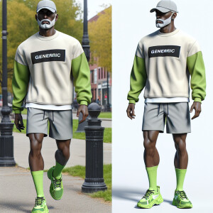 Create a vivid 3D image of a stylish LIGHT SKIN African American...