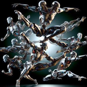 Cyborg's performing martial arts, HDR, masterpiece, ultra-detai...