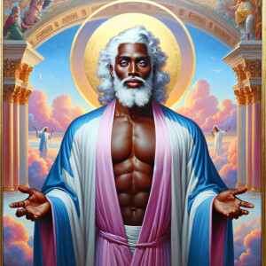 An oil painting of a very handsome, light-skinned African-Americ...