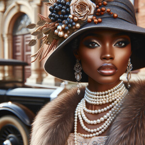 Create an image of an elegant African-American woman with a pois...