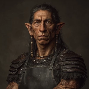 Create a hyper-realistic digital image of a 55-year-old Native A...