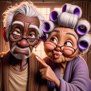 An animated image featuring an African-American elderly couple i...