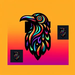 Trippy acid trip crow character, cartoonish style,