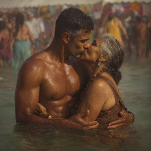 Hyperrealism, photo painting .a  indian criminal sweaty muscular...