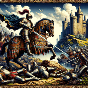 A great king in the midst of battle killing many men