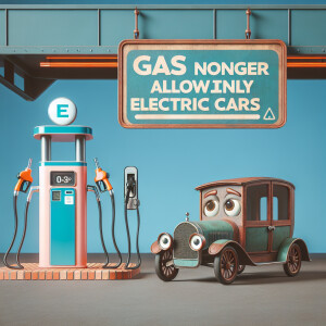 Create a whimsical image of an old car with eyes and a sad face,...