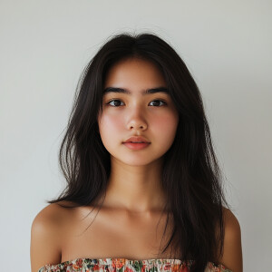 A 19-year-old Filipino-Californian woman with a fresh, clean fac...