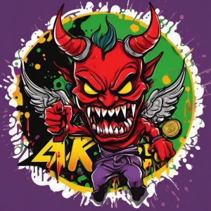 Horror themed, create a vibrant cartoon-style logo with a circul...