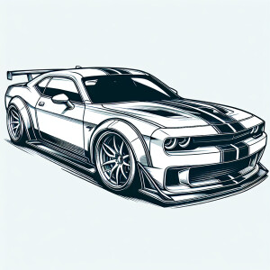 Full line art of a 2020 camaro