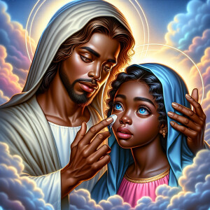 Ensure that the image distinctly represents both Jesus Christ an...