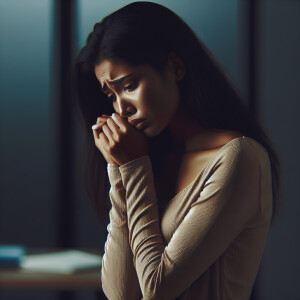 A woman who just lost her dream job bow shzs so sad and lost