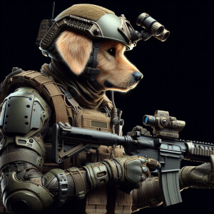 Create a realistic picture of a humanoid golden retriever as a U...