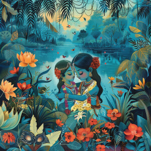 Small Krishna and Radha in Kerala