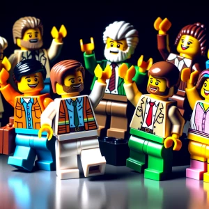 Lego pieces high fiving
