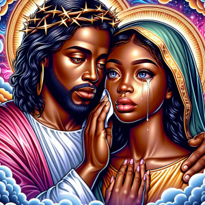 Ensure that the image distinctly represents both Jesus Christ an...
