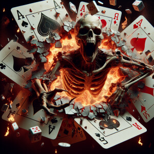 A big hole was torn out of the playing card, and the God of Deat...