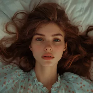 Dahlia Valentina (Italian American model) with light brown hair,...